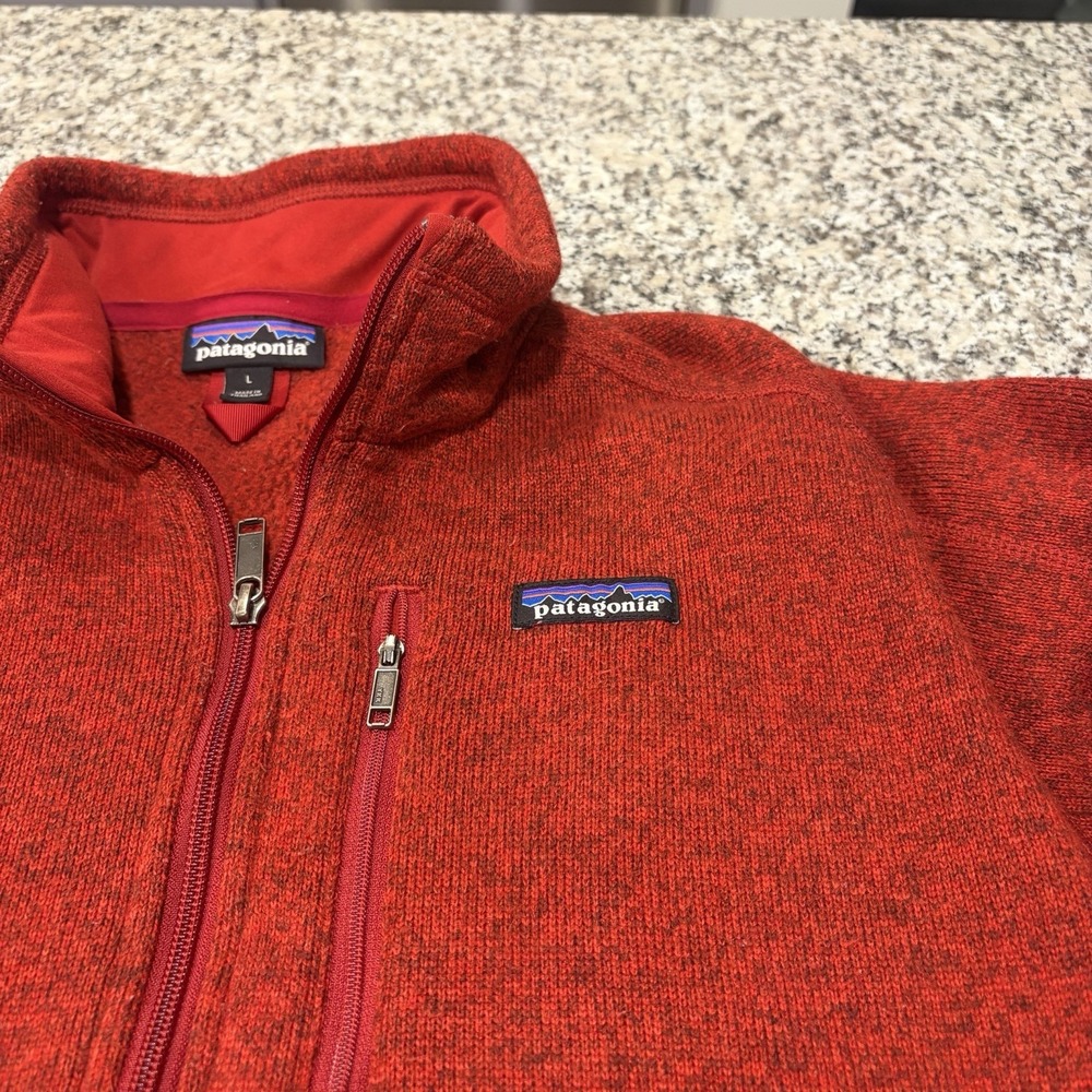 Patagonia Mens L Red Heather Better Sweater 1/4 Zip Pullover Fleece Jacket